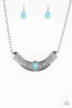 Load image into Gallery viewer, Paparazzi Very Venturous - Blue - Turquoise Stone - Floral and Tribal Inspired Silver - Necklace - $5 Jewelry With Ashley Swint