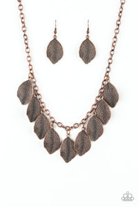 Paparazzi A True Be-LEAF-er - Copper Leaves - Necklace & Earrings - $5 Jewelry With Ashley Swint