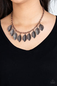 Paparazzi A True Be-LEAF-er - Copper Leaves - Necklace & Earrings - $5 Jewelry With Ashley Swint