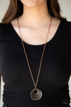 Load image into Gallery viewer, Paparazzi Breaking Pattern - Copper - Hammered Hoops - Necklace and matching Earrings - $5 Jewelry With Ashley Swint
