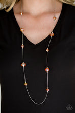 Load image into Gallery viewer, Paparazzi Champagne On The Rocks - Orange Beads - Silver Chain Necklace and matching Earrings - $5 Jewelry With Ashley Swint