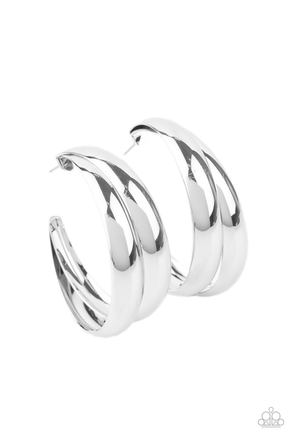 Paparazzi Colossal Curves - Silver - Hoop Post Earrings - $5 Jewelry with Ashley Swint