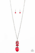 Load image into Gallery viewer, Paparazzi Crystal Cascade - Red Beads - White Rhinestones - Necklace and matching Earrings - $5 Jewelry With Ashley Swint