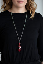 Load image into Gallery viewer, Paparazzi Crystal Cascade - Red Beads - White Rhinestones - Necklace and matching Earrings - $5 Jewelry With Ashley Swint
