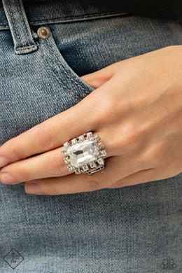 Paparazzi Galactic Glamour - White - Ring - Trend Blend Fashion Fix - March 2021 - $5 Jewelry with Ashley Swint