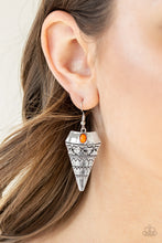 Load image into Gallery viewer, Paparazzi Jurassic Journey - Orange Bead - Antiqued Triangular Embossed - Earrings - $5 Jewelry With Ashley Swint