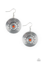 Load image into Gallery viewer, Paparazzi Karma Drama - Orange - Embossed Frilly Vine - Silver Earrings - $5 Jewelry With Ashley Swint