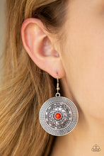 Load image into Gallery viewer, Paparazzi Karma Drama - Orange - Embossed Frilly Vine - Silver Earrings - $5 Jewelry With Ashley Swint