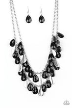 Load image into Gallery viewer, Paparazzi Life of the FIESTA - Black Faceted Beads - Double Silver Chain Necklace and matching Earrings - $5 Jewelry With Ashley Swint