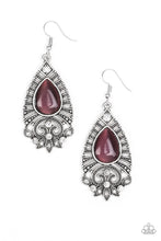 Load image into Gallery viewer, Paparazzi Majestically Malibu - Purple Moonstone - Ornate Silver - White Rhinestones - Earrings - $5 Jewelry With Ashley Swint