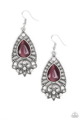 Paparazzi Majestically Malibu - Purple Moonstone - Ornate Silver - White Rhinestones - Earrings - $5 Jewelry With Ashley Swint