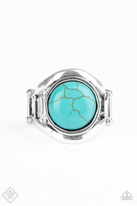 Paparazzi Mojave Native - Blue - Turquoise Stone - Ring - Fashion Fix Exclusive July 2020 - $5 Jewelry with Ashley Swint