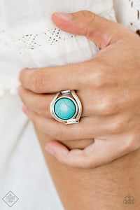 Paparazzi Mojave Native - Blue - Turquoise Stone - Ring - Fashion Fix Exclusive July 2020 - $5 Jewelry with Ashley Swint