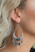 Load image into Gallery viewer, Paparazzi Nature Escape - Green Rhinestones - Silver Charms - Earrings - $5 Jewelry with Ashley Swint