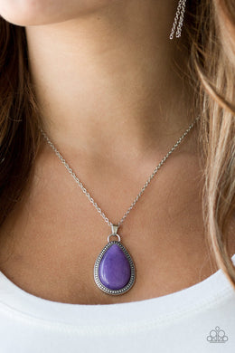 Paparazzi On The Home FRONTIER - Purple Teardrop Stone - Necklace and matching Earrings - $5 Jewelry With Ashley Swint