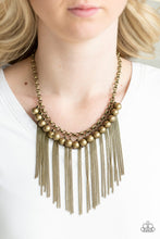 Load image into Gallery viewer, Paparazzi Powerhouse Prowl - Brass - Fringe Necklace and matching Earrings - $5 Jewelry With Ashley Swint