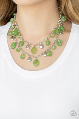 Paprazzi Rainbow Shine - Green - Silver Beads - Silver Chains Necklace and matching Earrings - $5 Jewelry With Ashley Swint