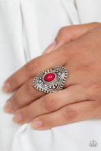 Load image into Gallery viewer, Paparazzi Rogue Ramble - Red Bead - Silver Frame - Ring - $5 Jewelry With Ashley Swint