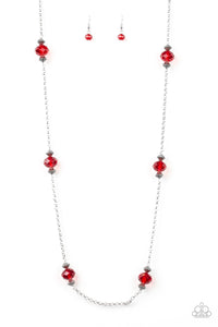 Paparazzi Season of Sparkle - Red Gems - Silver Chain Necklace & Earrings - $5 Jewelry with Ashley Swint