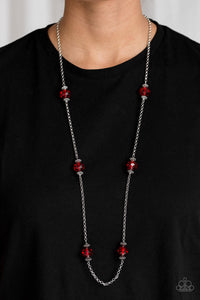 Paparazzi Season of Sparkle - Red Gems - Silver Chain Necklace & Earrings - $5 Jewelry with Ashley Swint