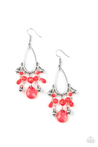 Paparazzi Summer Catch - Red - Silver Teardrop - Earrings - $5 Jewelry with Ashley Swint