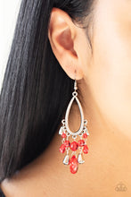 Load image into Gallery viewer, Paparazzi Summer Catch - Red - Silver Teardrop - Earrings - $5 Jewelry with Ashley Swint