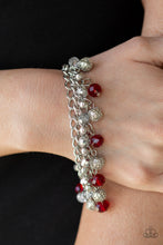 Load image into Gallery viewer, Paparazzi The Party Planner - Red - Metallic, Silver and Crystal Beads - Bracelet - $5 Jewelry with Ashley Swint