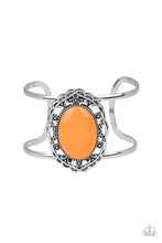 Load image into Gallery viewer, Paparazzi Vibrantly Vibrant - Orange Bead - Silver Filigree - Cuff Bracelet - $5 Jewelry with Ashley Swint
