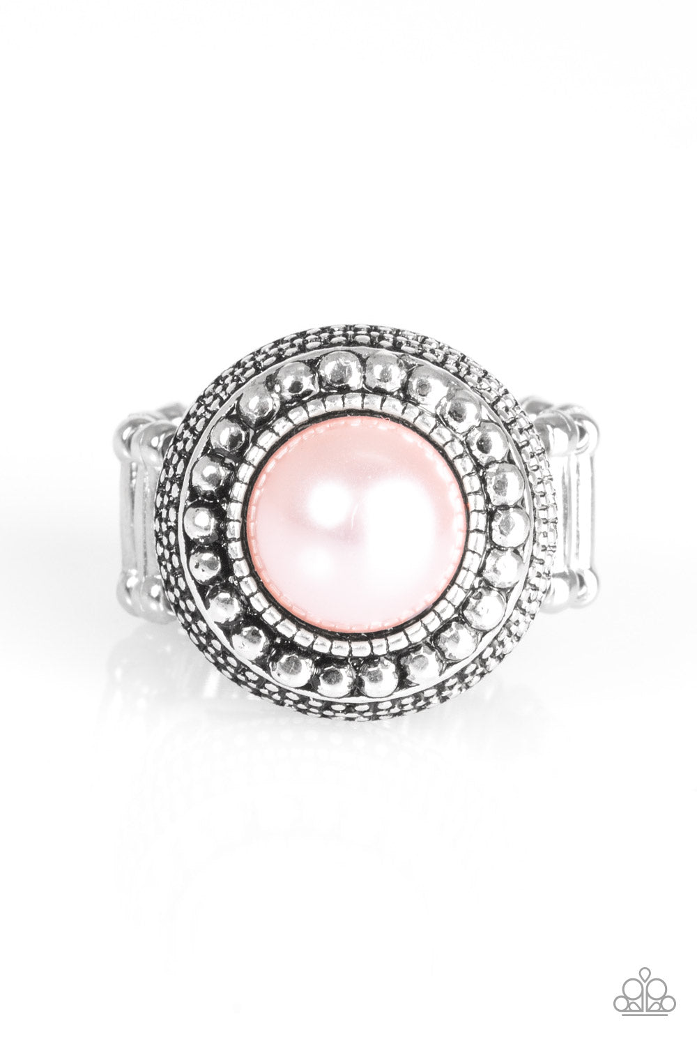Paparazzi Bronx Beauty - Pink Pearl - Silver Filigree Ring - $5 Jewelry With Ashley Swint