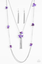 Load image into Gallery viewer, Paparazzi Cliff Cache - Purple Stone - Silver Necklace and matching Earrings - $5 Jewelry With Ashley Swint