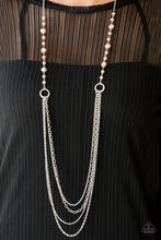 Load image into Gallery viewer, Paparazzi Contemporary Cadence - Brown Pearls - Silver Chains Necklace and matching Earrings - $5 Jewelry With Ashley Swint