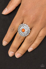 Load image into Gallery viewer, Paparazzi Daringly Daisy - Orange - Flower Ring - $5 Jewelry With Ashley Swint