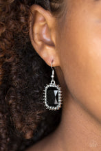 Load image into Gallery viewer, Paparazzi Downtown Dapper - Black - Emerald Cut Gem - Hematite Rhinestones - Earrings - $5 Jewelry With Ashley Swint