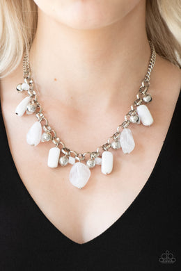 Paparazzi Grand Canyon Grotto - White - Silver Necklace & Earrings - $5 Jewelry With Ashley Swint
