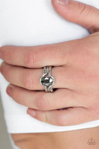 Paparazzi Home Is Where The CASTLE Is - Silver Hematite Gem - Ring - $5 Jewelry With Ashley Swint