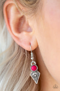 Paparazzi Jurassic Jamboree - Pink Stone - Necklace and matching Earrings - $5 Jewelry With Ashley Swint