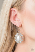 Load image into Gallery viewer, Paparazzi Mega Movie Star - White - Pearly Center - White Rhinestones Earrings - $5 Jewelry With Ashley Swint