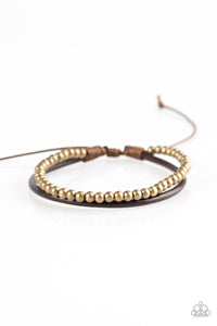 Paparazzi Mountain Mod - Brass Beads - Brown Leather - Sliding Knot Bracelet - $5 Jewelry With Ashley Swint