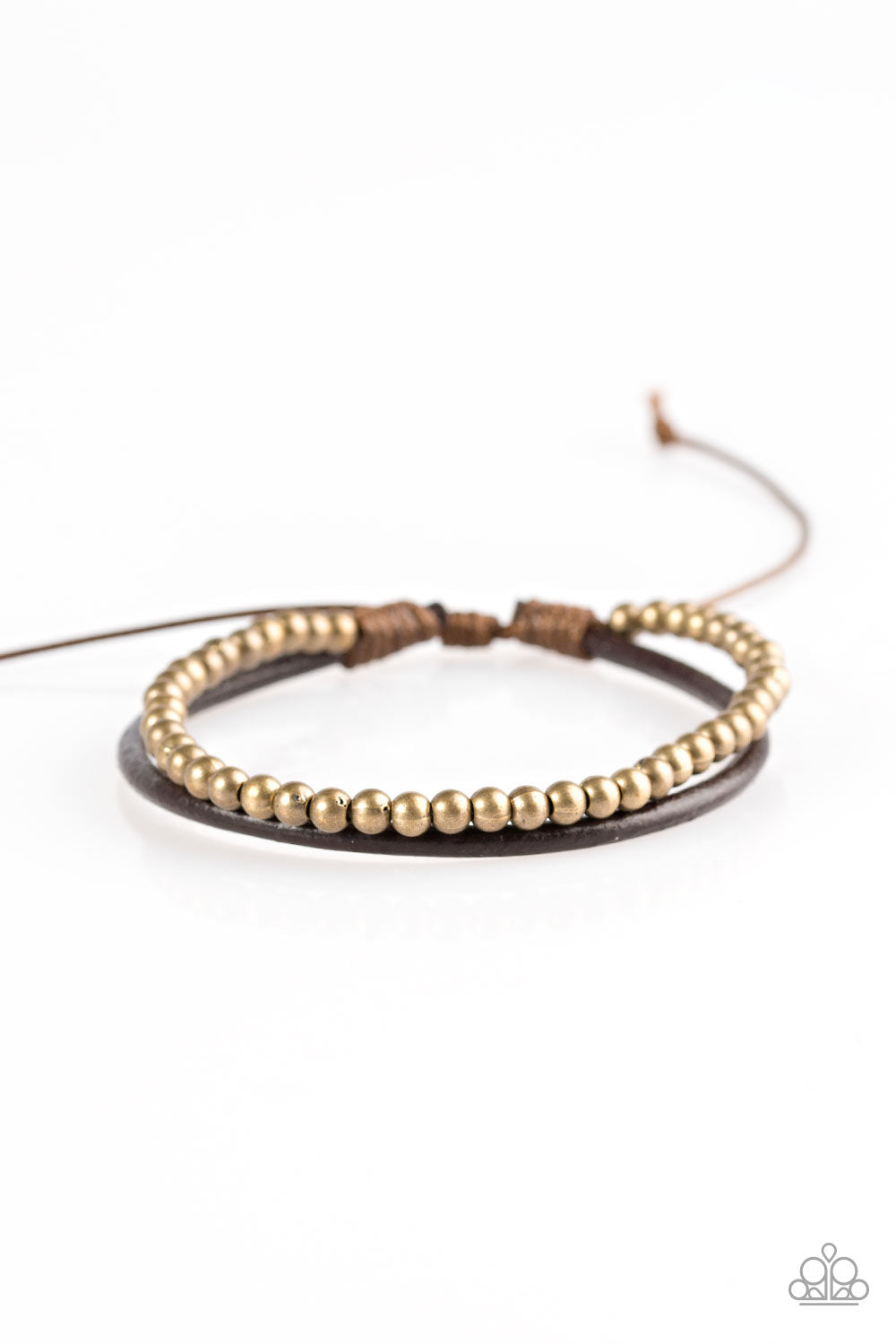 Paparazzi Mountain Mod - Brass Beads - Brown Leather - Sliding Knot Bracelet - $5 Jewelry With Ashley Swint