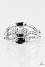 Load image into Gallery viewer, Paparazzi Not So Novice - Black - and White Rhinestones - Silver Ring - $5 Jewelry With Ashley Swint