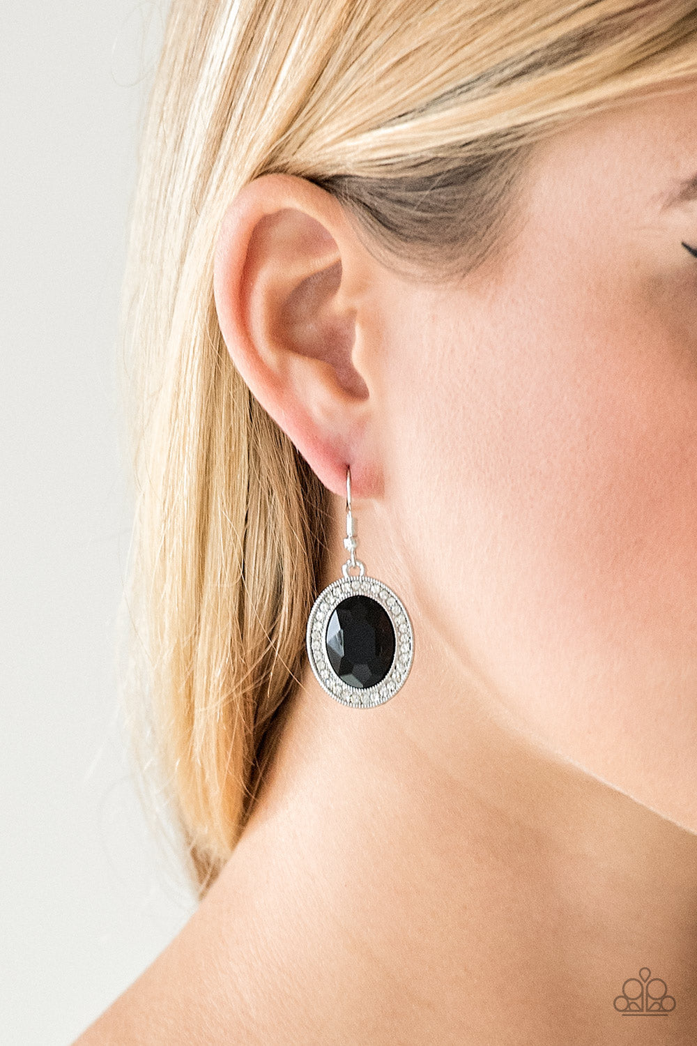 Paparazzi Only FAME In Town - Black Gem - Rhinestone Earrings - $5 Jewelry With Ashley Swint