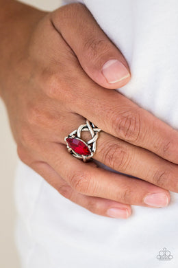 Paparazzi Princess Prima Donna - Red Rhinestone - Silver Ring - $5 Jewelry With Ashley Swint