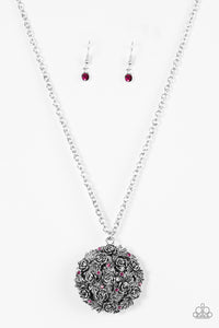 Paparazzi Royal In Roses - Pink - Rhinestones, Vintage Rosebuds - Necklace and matching Earrings - $5 Jewelry With Ashley Swint