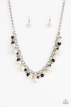 Load image into Gallery viewer, Paparazzi The Upstater - Black Beads - White Pearls, Silver Chain Necklace and matching Earrings - $5 Jewelry with Ashley Swint