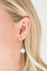 Paparazzi Uptown Talker - White Pearly & Silver Beads - Necklace & Earrings - $5 Jewelry With Ashley Swint