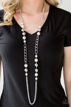Load image into Gallery viewer, Paparazzi Uptown Talker - White Pearly &amp; Silver Beads - Necklace &amp; Earrings - $5 Jewelry With Ashley Swint