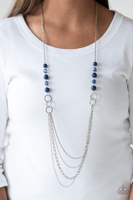 Paparazzi Vividly Vivid - Blue Sea - Silver Multi Layered Necklace and matching Earrings - $5 Jewelry with Ashley Swint