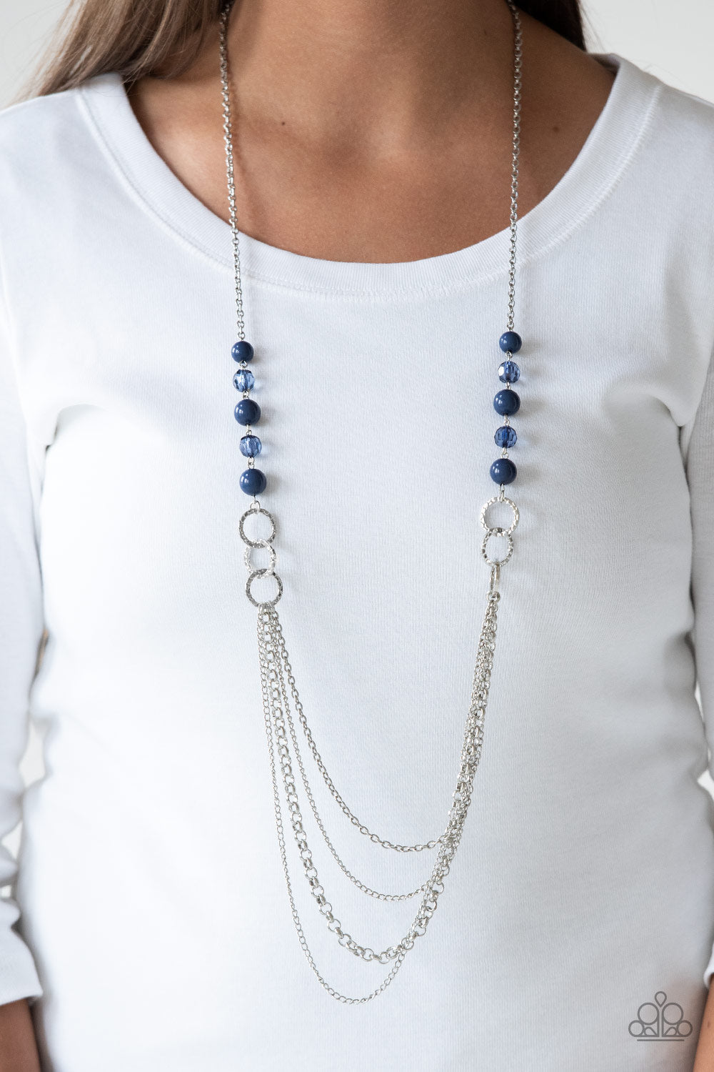 Paparazzi Vividly Vivid - Blue Sea - Silver Multi Layered Necklace and matching Earrings - $5 Jewelry with Ashley Swint