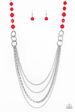 Load image into Gallery viewer, Paparazzi Vividly Vivid - Red - Hammered Silver Hoops - Necklace and matching Earrings - $5 Jewelry With Ashley Swint