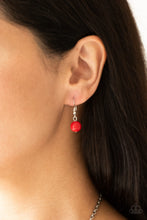 Load image into Gallery viewer, Paparazzi Vividly Vivid - Red - Hammered Silver Hoops - Necklace and matching Earrings - $5 Jewelry With Ashley Swint